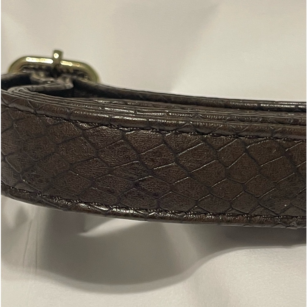 New brown embossed purse strap with gold hardware